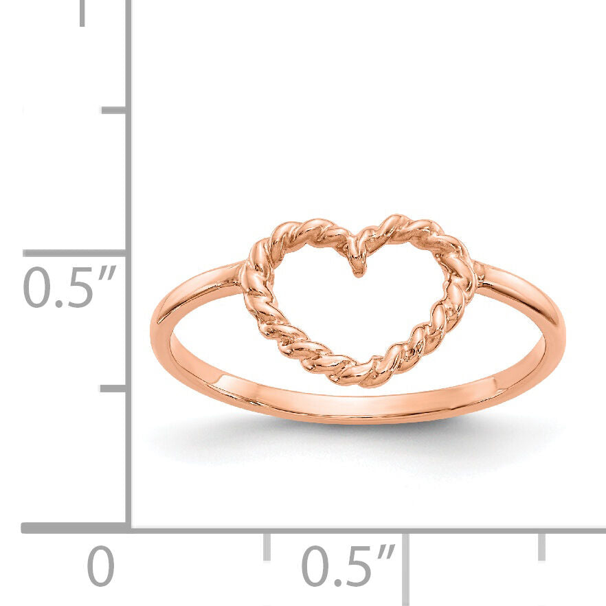 14k Rose Gold Polished & Textured Heart Ring-K5749