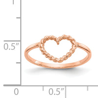 14k Rose Gold Polished & Textured Heart Ring-K5749