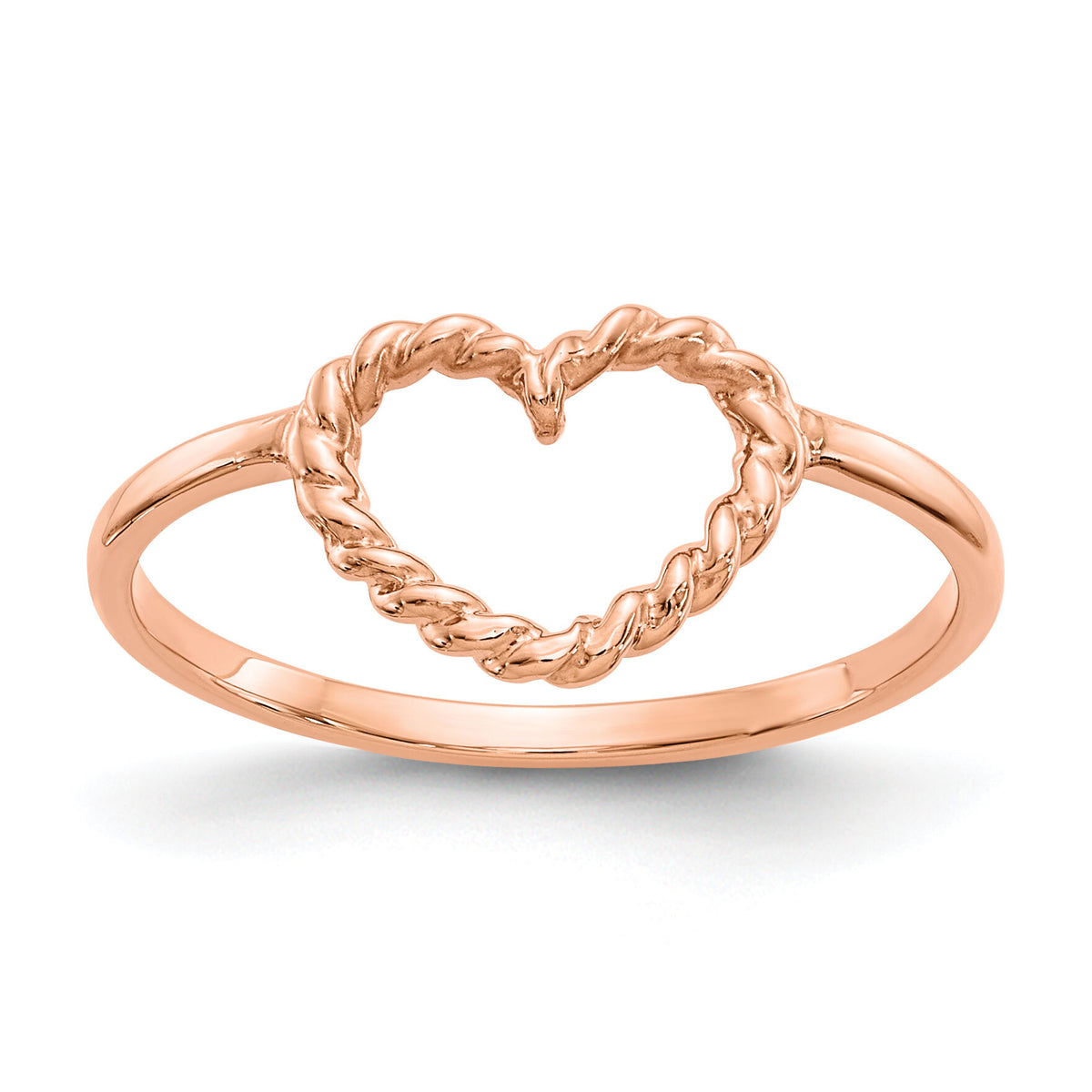 14k Rose Gold Polished & Textured Heart Ring-K5749