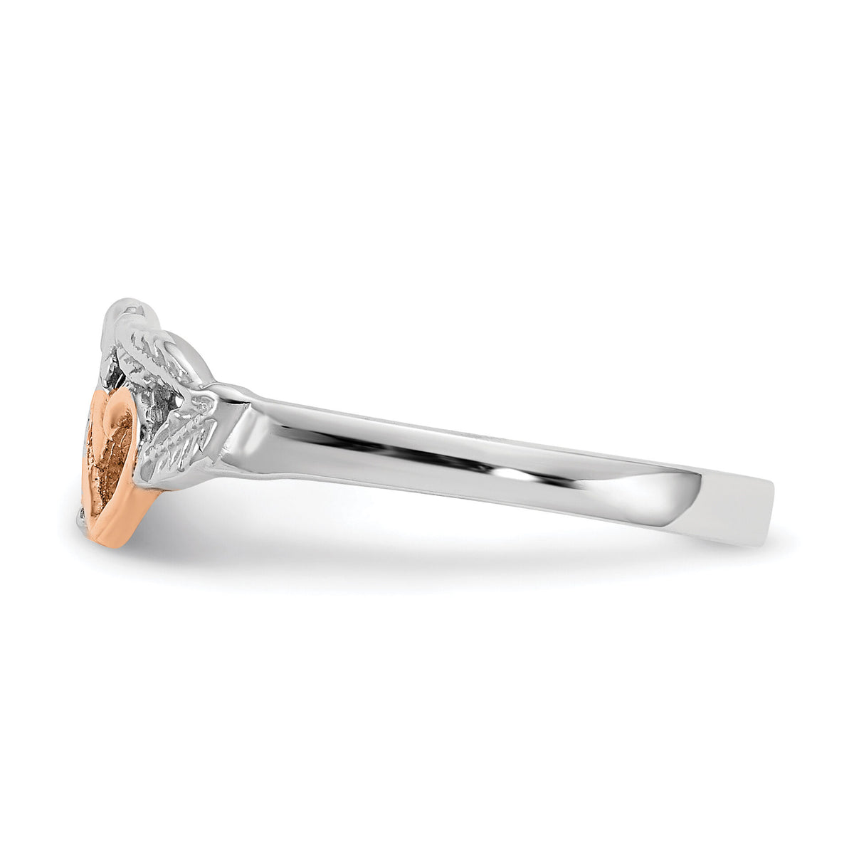 14K White and Rose Gold-Plated Polished Hearts and Leaves Ring-K5751