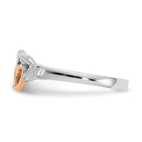 14K White and Rose Gold-Plated Polished Hearts and Leaves Ring-K5751