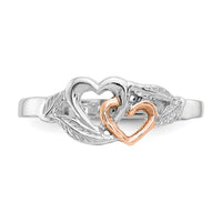 14K White and Rose Gold-Plated Polished Hearts and Leaves Ring-K5751