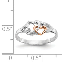14K White and Rose Gold-Plated Polished Hearts and Leaves Ring-K5751
