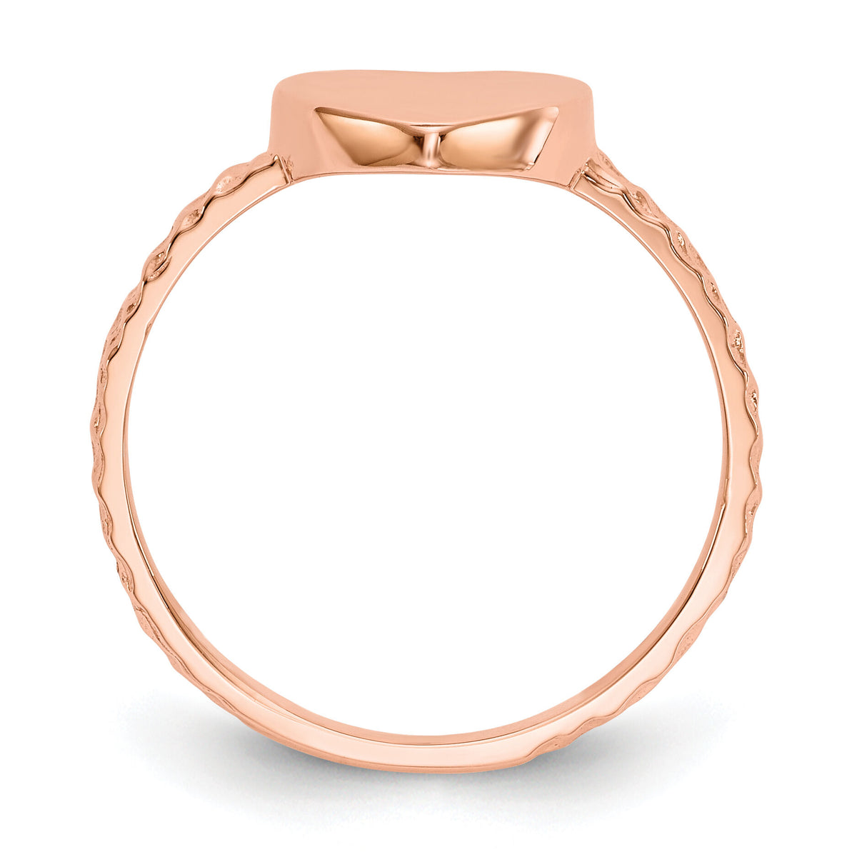14k Rose Gold Polished Textured Heart Ring-K5754