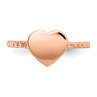 14k Rose Gold Polished Textured Heart Ring-K5754