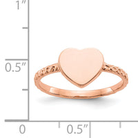14k Rose Gold Polished Textured Heart Ring-K5754