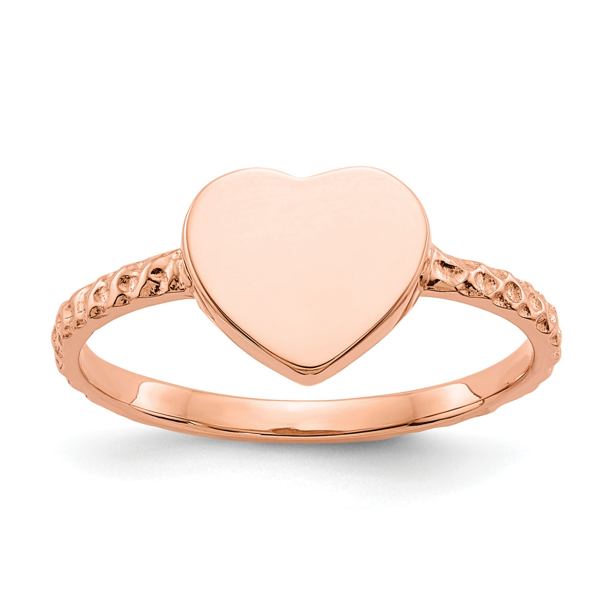 14k Rose Gold Polished Textured Heart Ring-K5754