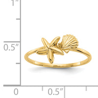 14k Polished Shell & Starfish Ring-K5759