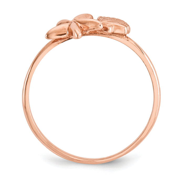 14k Rose Gold Polished Shell & Starfish Ring-K5760