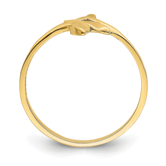 14K Gold Polished Double Whale Tail Ring-K5765
