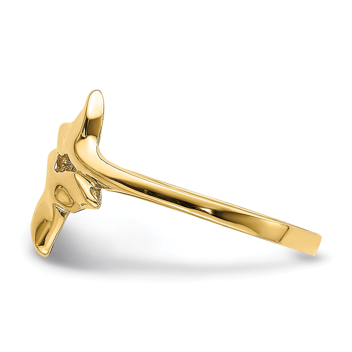 14K Gold Polished Double Whale Tail Ring-K5765