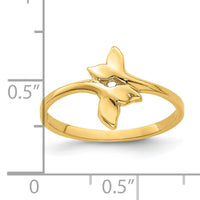 14K Gold Polished Double Whale Tail Ring-K5765