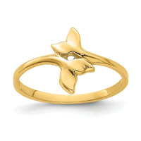 14K Gold Polished Double Whale Tail Ring-K5765