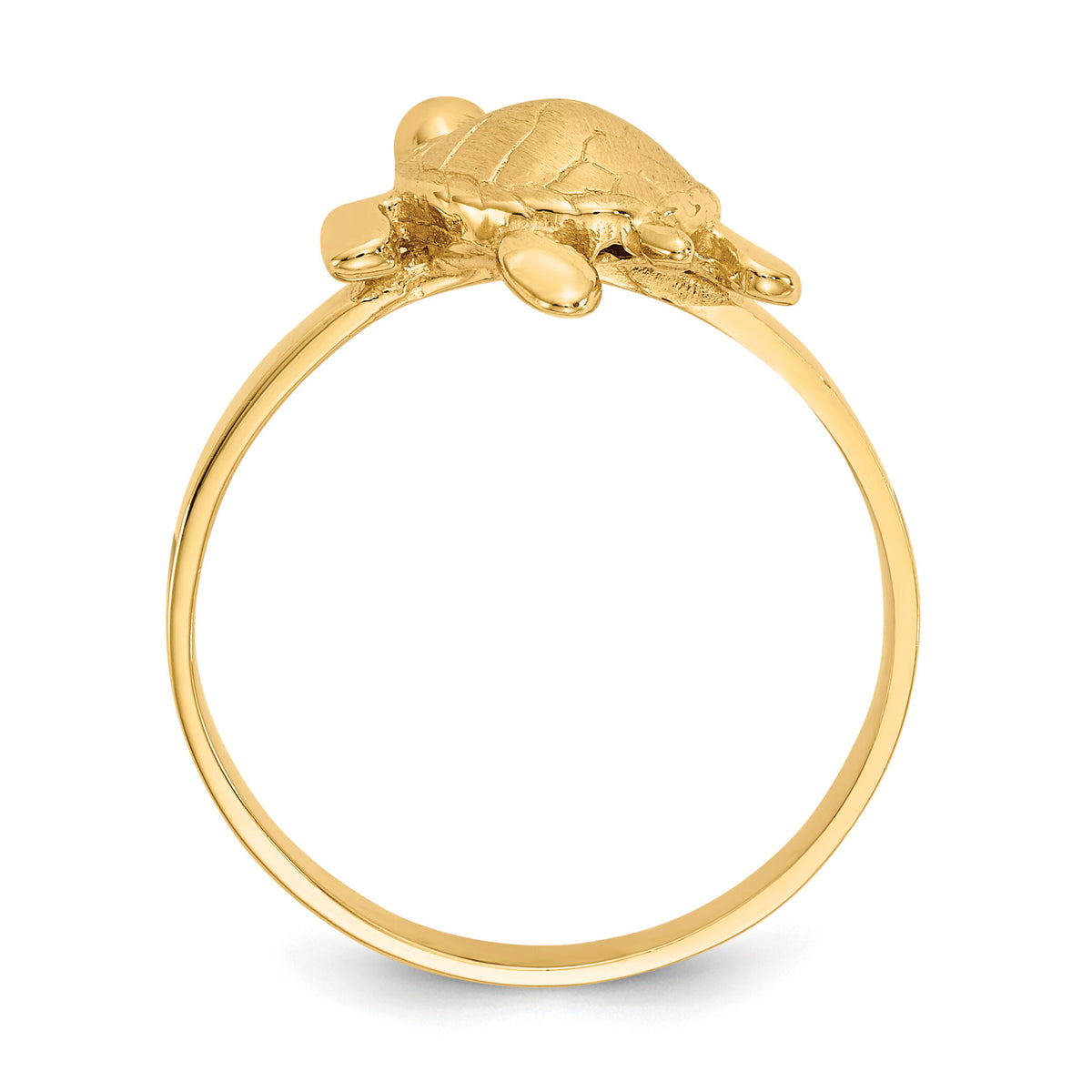 14K Gold Polished / Textured Sea Turtle Ring-K5767