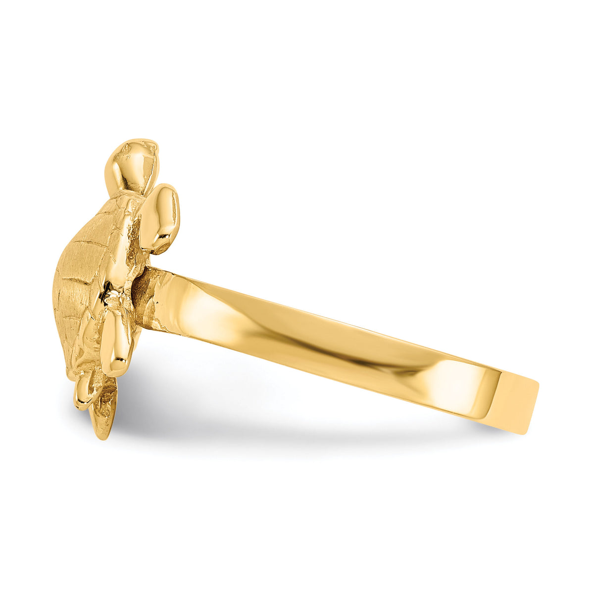 14K Gold Polished / Textured Sea Turtle Ring-K5767