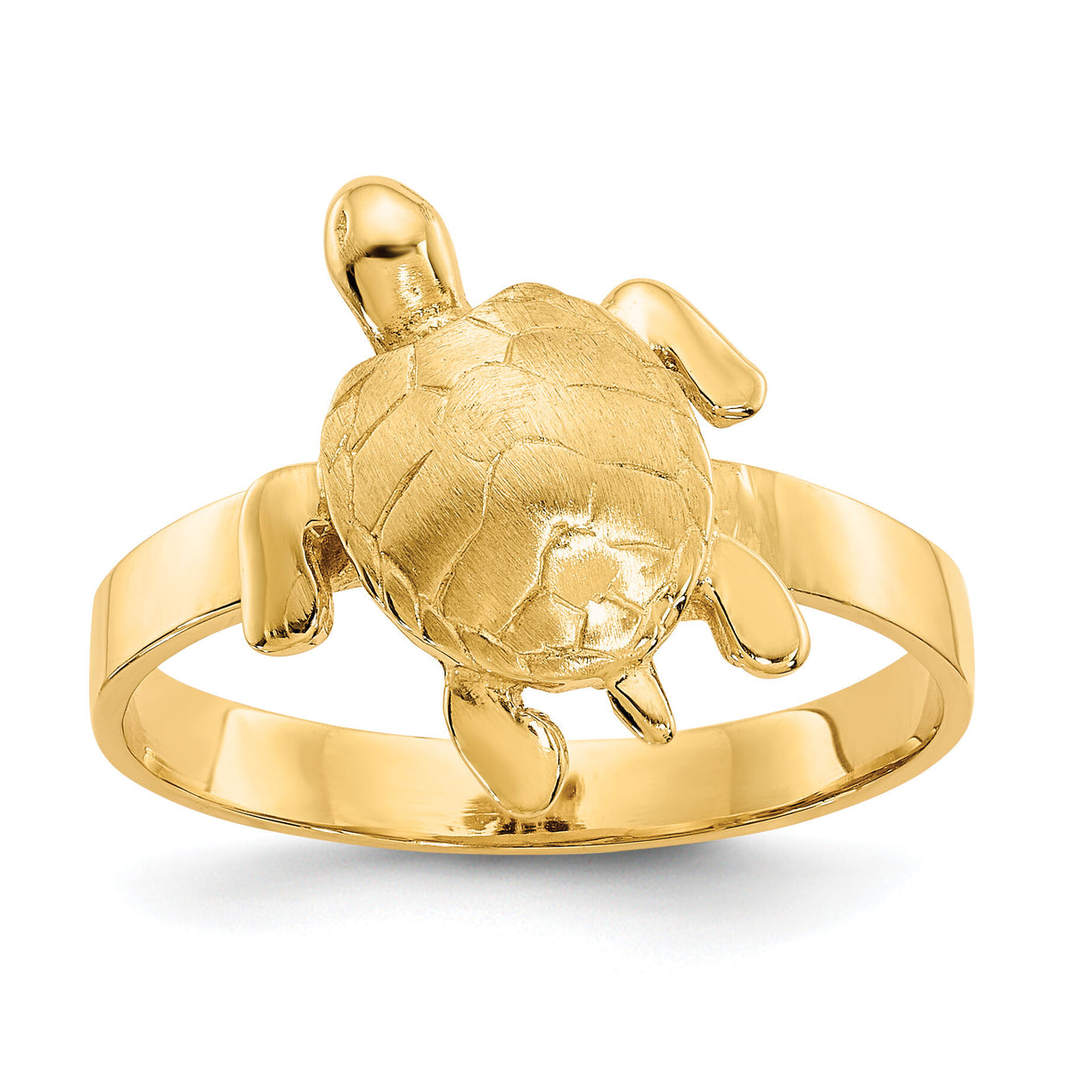 14K Gold Polished / Textured Sea Turtle Ring-K5767