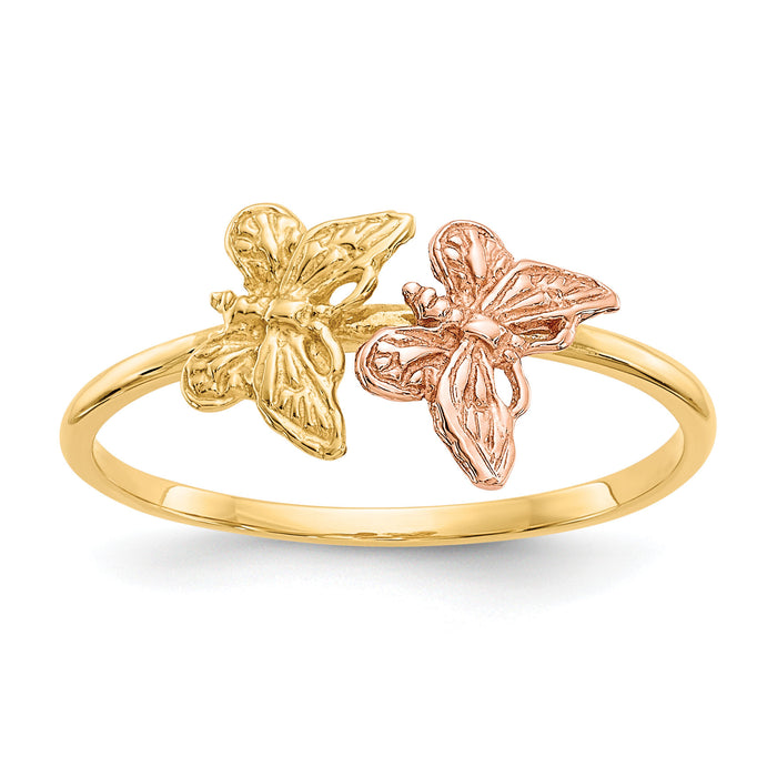 14k Two-Tone Polished Butterfly Ring-K5770