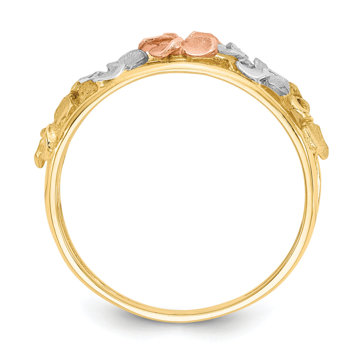 14k Two-Tone & Rhodium Satin/Polished D/C Flower Ring-K5772