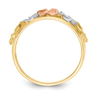 14k Two-Tone & Rhodium Satin/Polished D/C Flower Ring-K5772