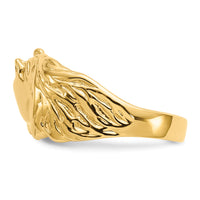 14K Gold Polished Horse Head Ring-K5781