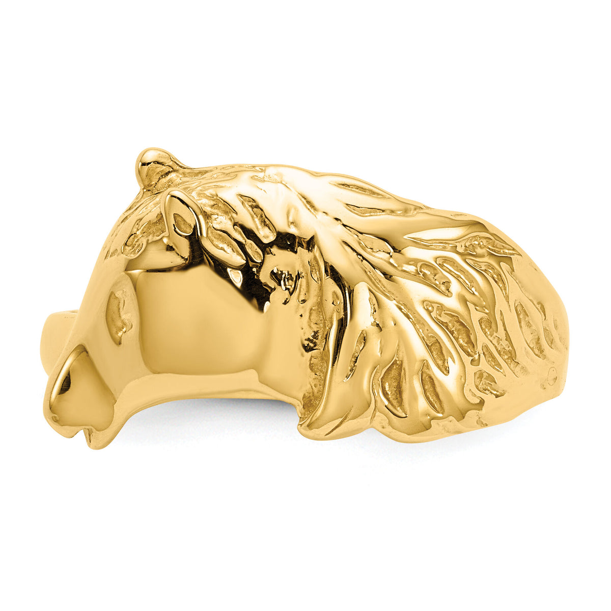 14K Gold Polished Horse Head Ring-K5781