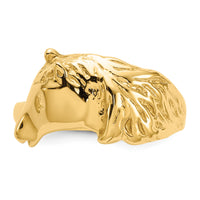 14K Gold Polished Horse Head Ring-K5781