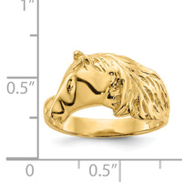 14K Gold Polished Horse Head Ring-K5781