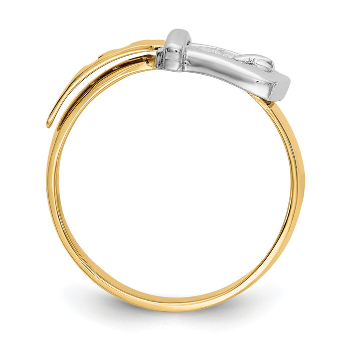 14k Two-Tone Polished Buckle Ring-K5784