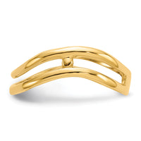 14K Gold Polished Double Wave Fashion Thumb Ring-K5789