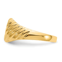 14K Gold Polished Baby Rectangle Signet w/Stripes Ring-K5791