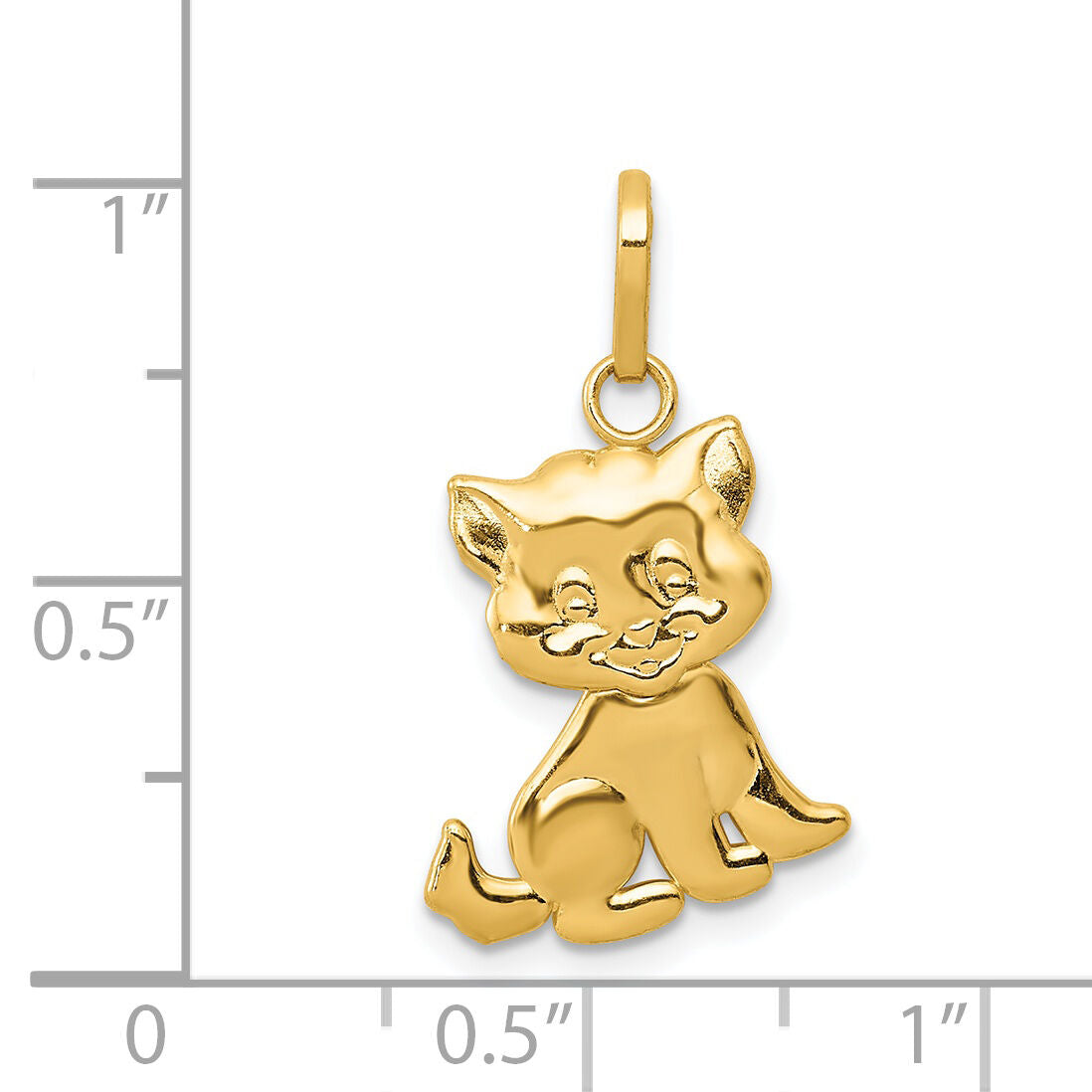 14k Polished Moveable Cat Pendant-K5818