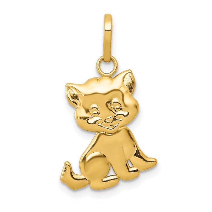 14k Polished Moveable Cat Pendant-K5818
