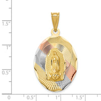 14K w/Rhodium D/C Lady Of Guadalupe Oval Pendant-K5825