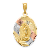 14K w/Rhodium D/C Lady Of Guadalupe Oval Pendant-K5825