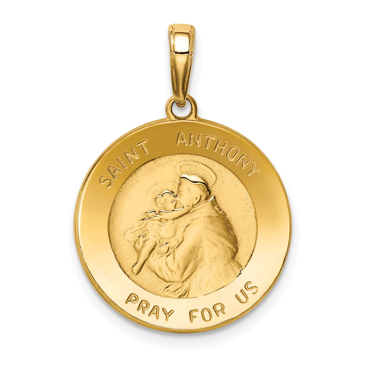 14k Saint Anthony Small Round Medal Pendant-K5826
