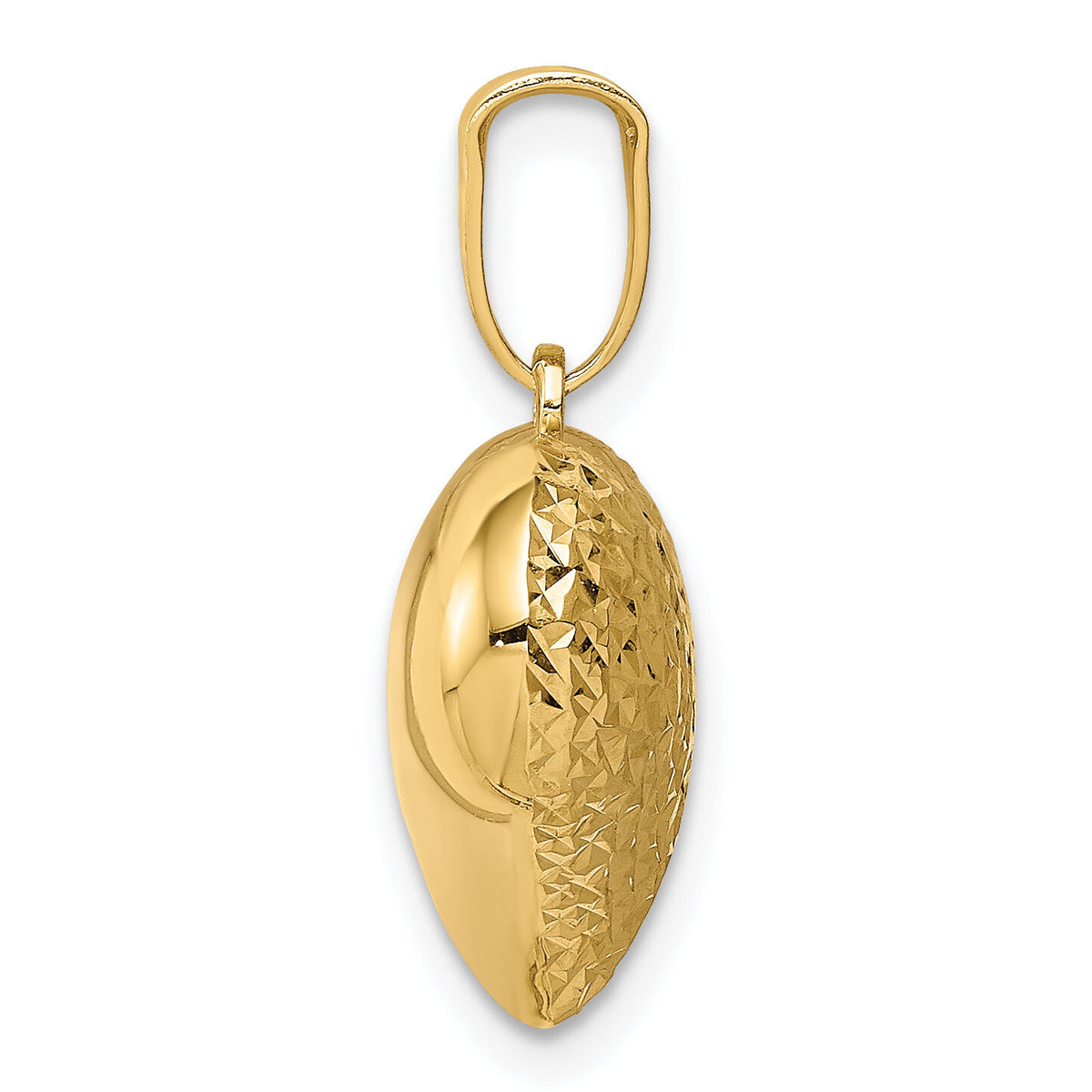 14K Polished and Textured 3-D Heart Pendant-K5833
