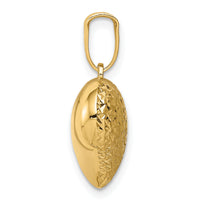 14K Polished and Textured 3-D Heart Pendant-K5833