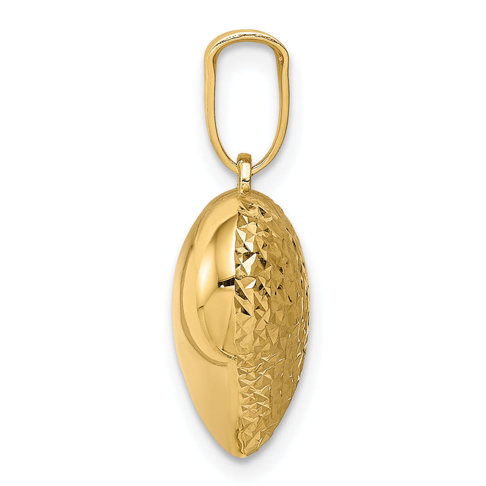 14K Polished and Textured 3-D Heart Pendant-K5833