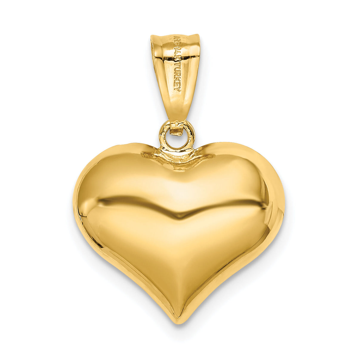 14K Polished and Textured 3-D Heart Pendant-K5833