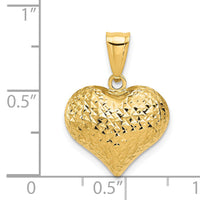 14K Polished and Textured 3-D Heart Pendant-K5833