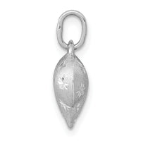 14k White Gold Satin Diamond-cut 3D Puffed Heart Pendant-K5836