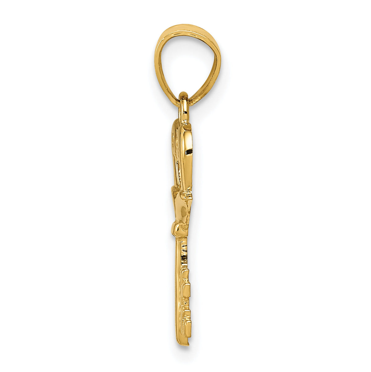 14K Polished Swans Heart Key Charm-K5840