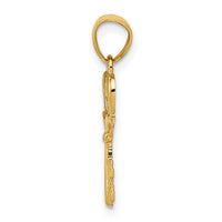 14K Polished Swans Heart Key Charm-K5840