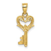 14K Polished Swans Heart Key Charm-K5840