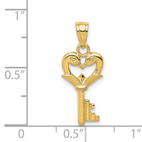 14K Polished Swans Heart Key Charm-K5840