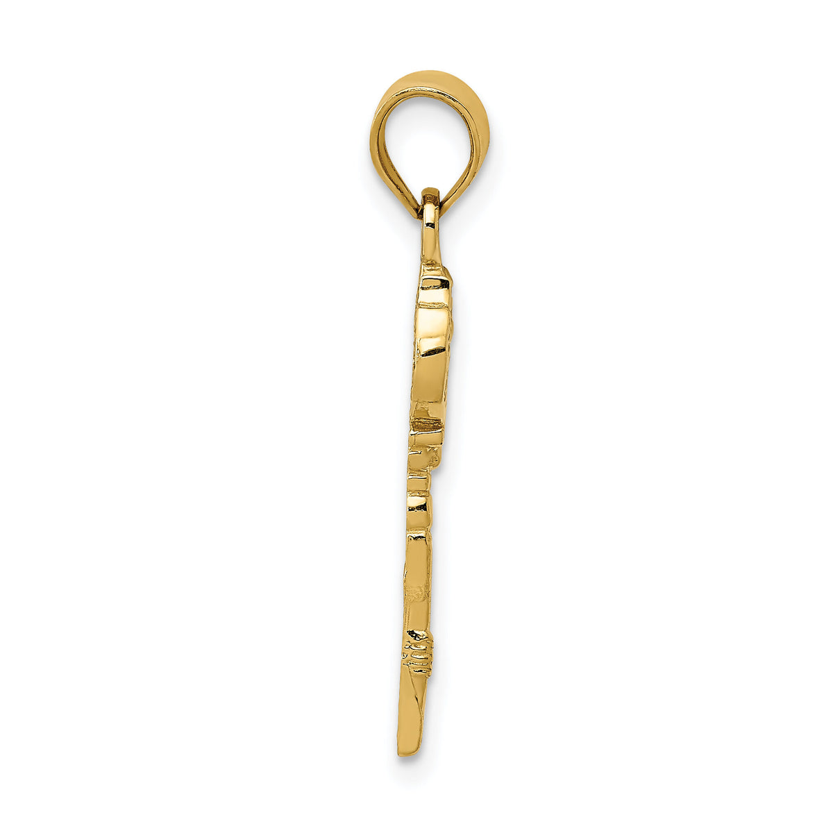 14K Polished Filigree Key Charm-K5842