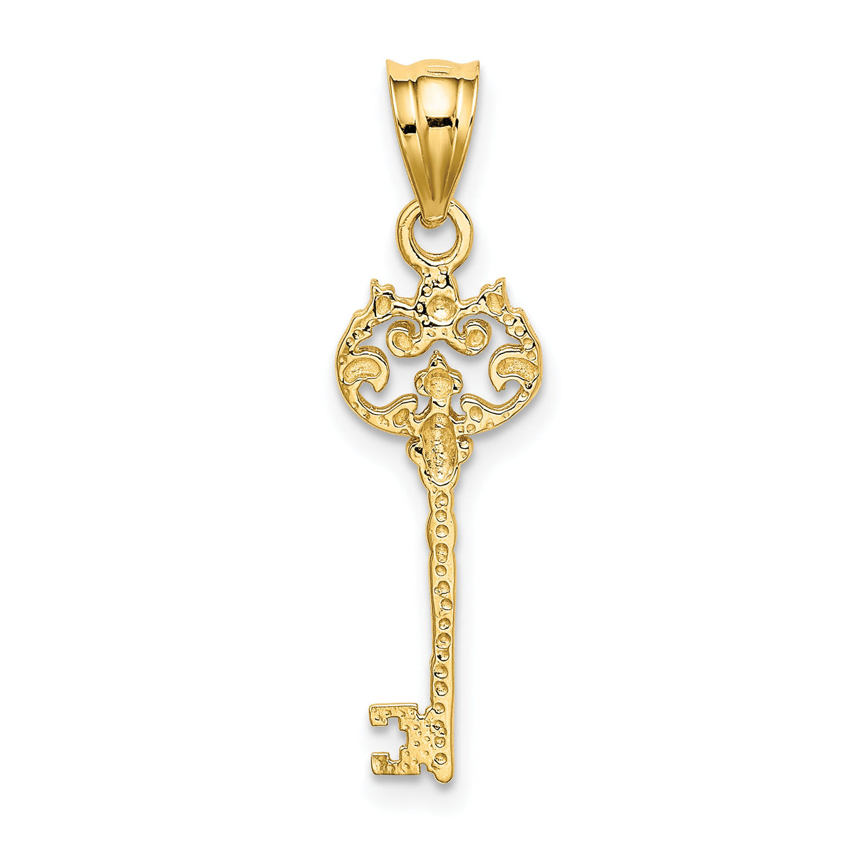 14K Polished Filigree Key Charm-K5842