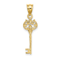 14K Polished Filigree Key Charm-K5842