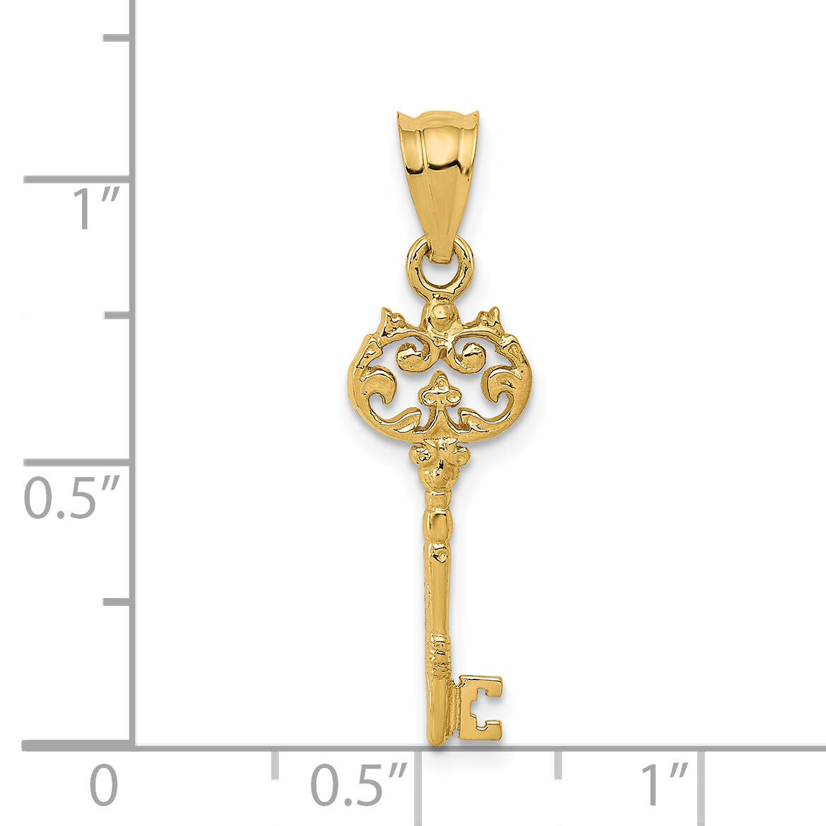 14K Polished Filigree Key Charm-K5842