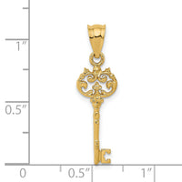 14K Polished Filigree Key Charm-K5842